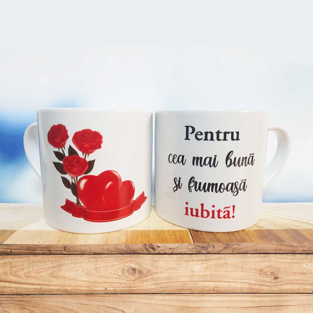 Cană espresso cu farfurie “Iubită”