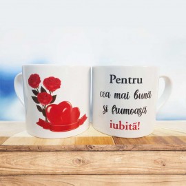 Cană espresso cu farfurie “Iubită”