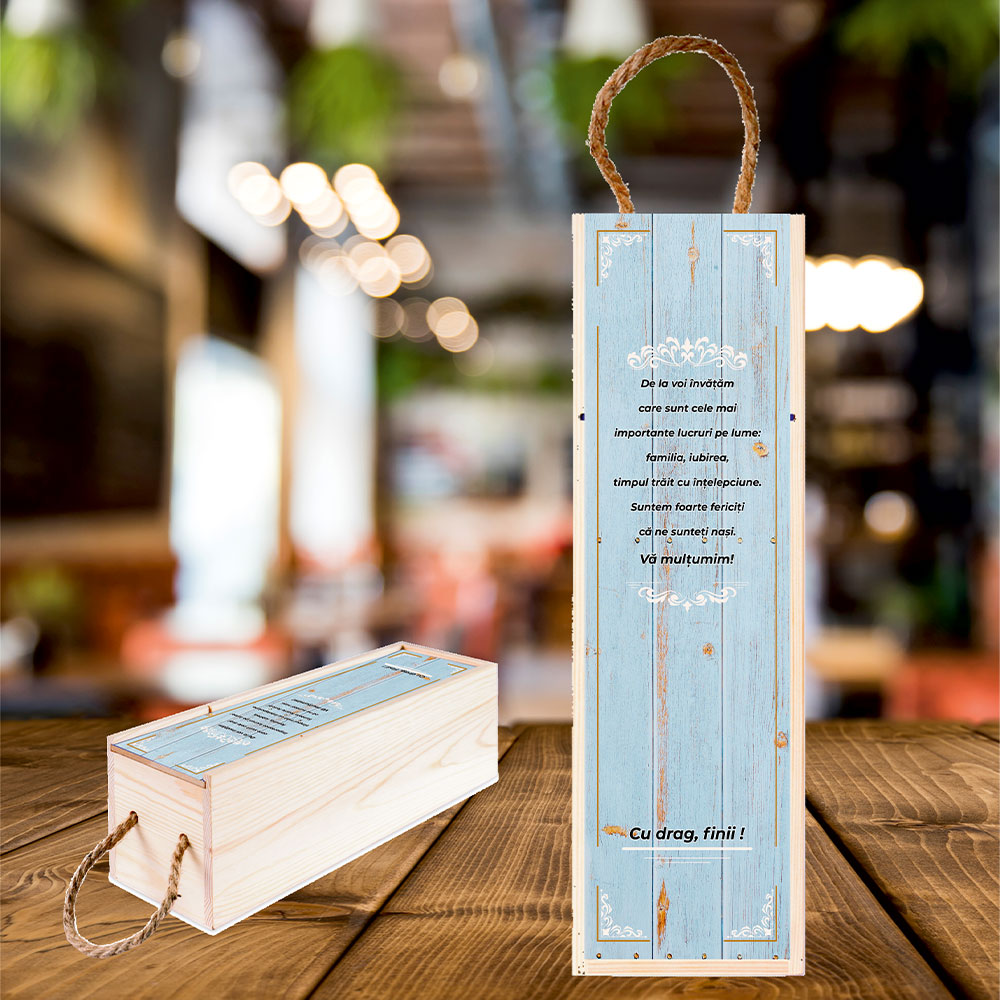 Cutie vin din lemn personalizata