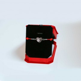 Brățară cu șnur si pandantiv in forma de inimioară din argint 