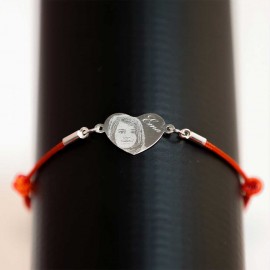 Brățară cu șnur si pandantiv in forma de inimioară din argint 