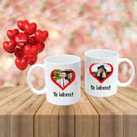 Set cani alb cu poza si mesaj